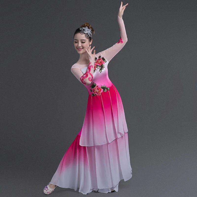 Китайский hanfu Женский Классический танцевальный костюм изящный вентилятор