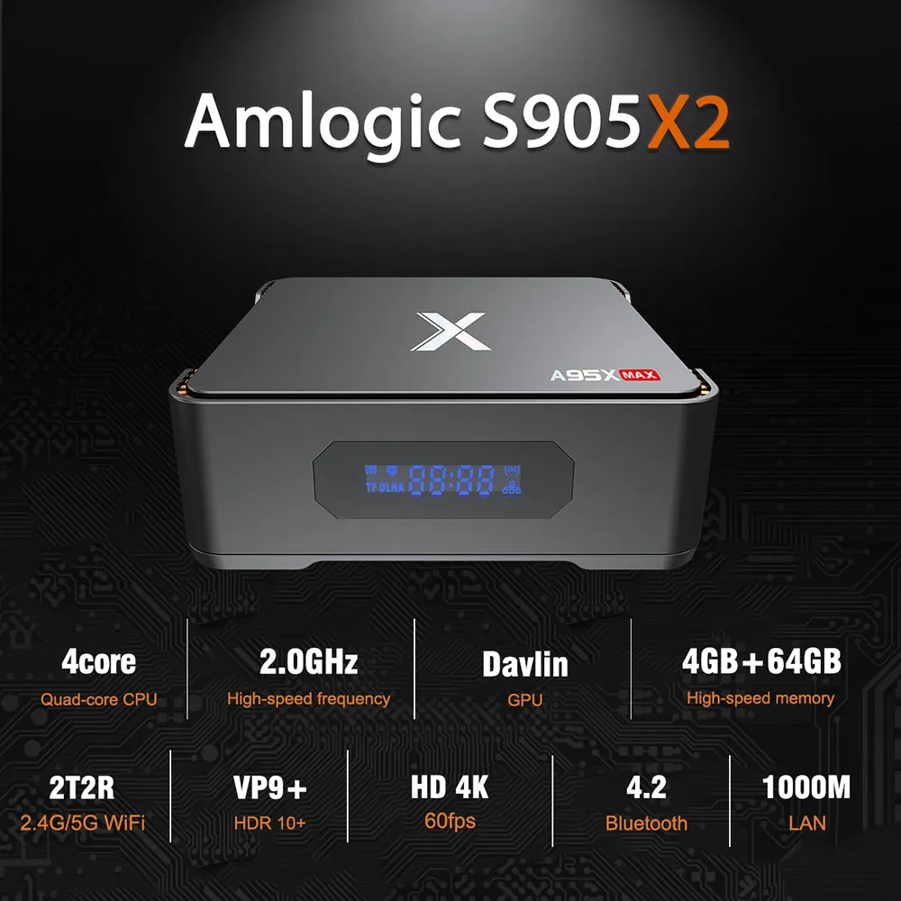 A95X MAX PVR Video Recording Android 8.1 TV Box Amlogic S905X2 Quad Core 4GB 64GB 2.4G 5G Wifi BT4.2 1000M H.265 4K Set Top | Электроника