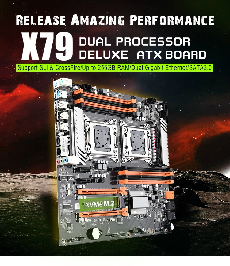 X79 двойной процессор Материнская плата LGA 2011 E-ATX основная плата USB3.0 SATA3 PCI-E 3,0 16X PCI-E NVME M.2 SSD Поддержка процессора Xeon
