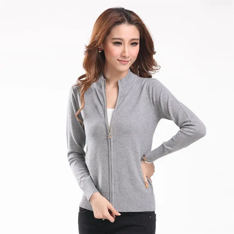 2017 новые высококачественные кардиган на молнии вязаное Свободное пальто Женский