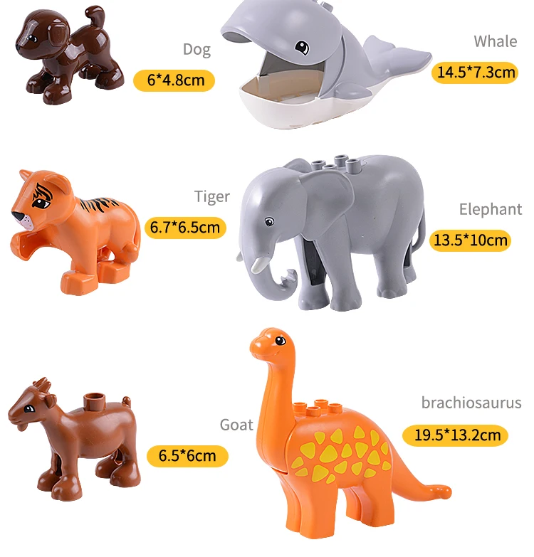 30 шт./лот, Duplo, животные, зоопарк, большие строительные блоки, детские игрушки, Лев, жираф, динозавр, сделай сам, совместим с кирпичом, детские подарки
