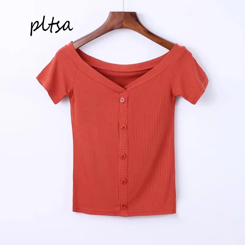 Женская футболка с короткими рукавами модные летом Word плечо нить хлопок 2017|short