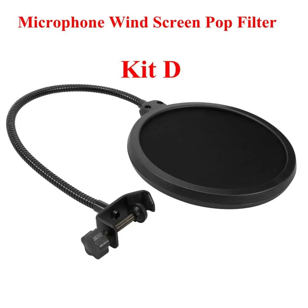 Kit D Для микрофона Bm 800 48 В фантомное питание с адаптером/XLR аудио кабелем/Регулируемая микрофонная стойка/микрофонный фильтр - Цвет: Kit D