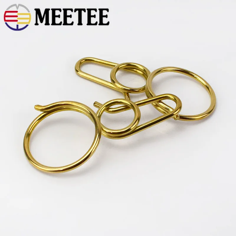 Meetee чистый Твердый латунный брелок для ключей в виде пояса пряжка на крючке