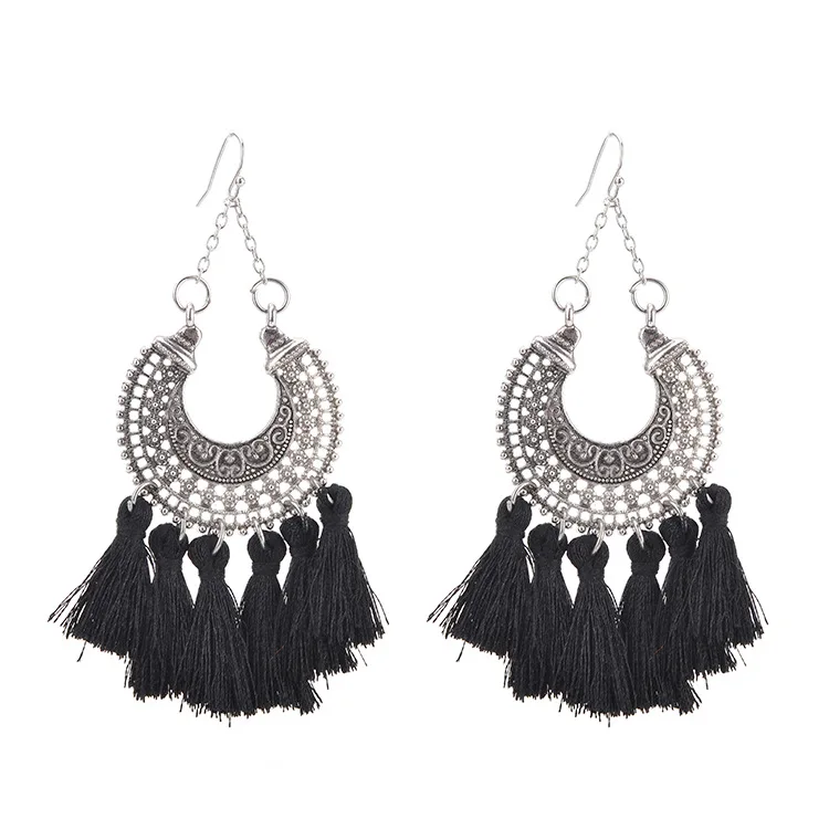 2017 кисточкой Серьги для Для женщин этика Богемия Boho Стиль короткие Ленточки