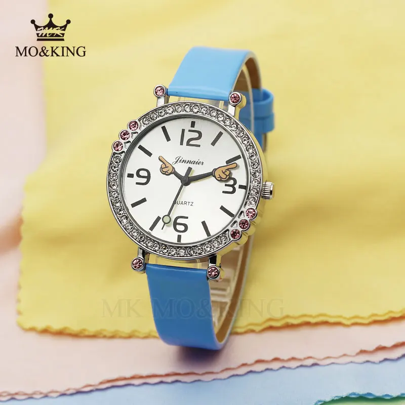 Люксовый бренд mk Обучающие Детские кварцевые наручные часы с рисунком пальцев