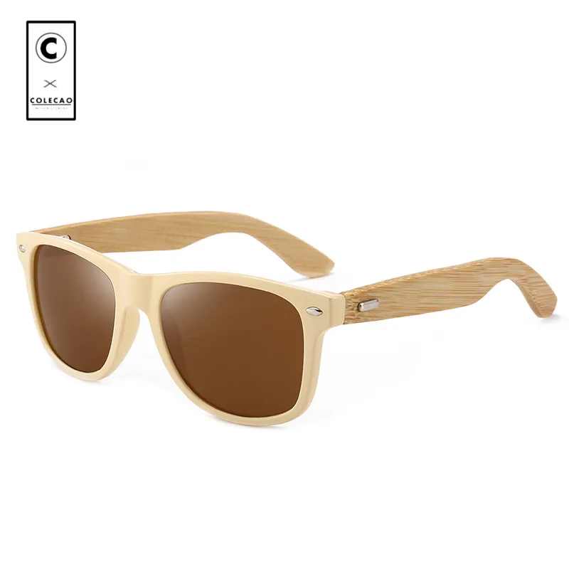 COLECAO Rivet Retro Sunglasses Men 2018 Rectangle Bamboo Frame Outdoor Driving Vintage Men's UV400 Glasses 2140B | Аксессуары для