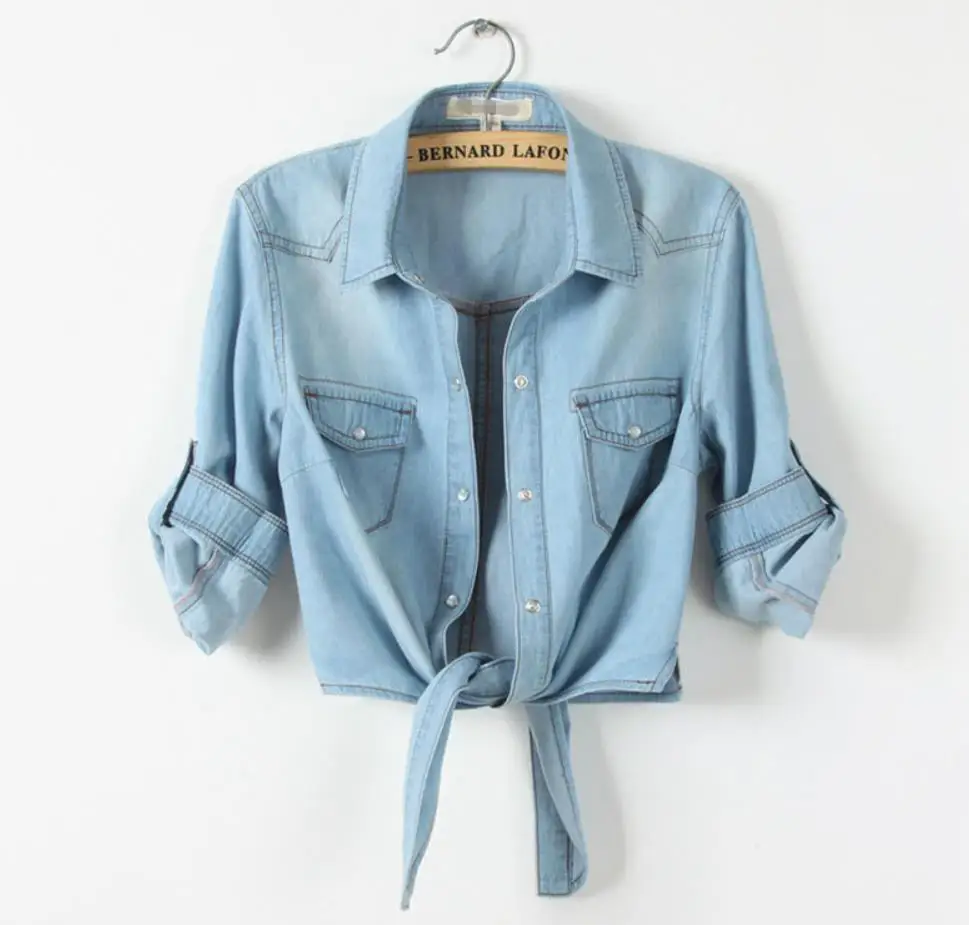 Женская рубашка с коротким рукавом куртка тонкий Узелок завязанный карман