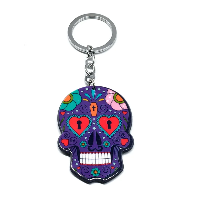 10 Calavera сахарно-сладкий причудливый череп брелок для ключей празднование мексиканского дня мертвых хэллоуин акриловая сахарная цепочка для ключей с черепом - Цвет: 10