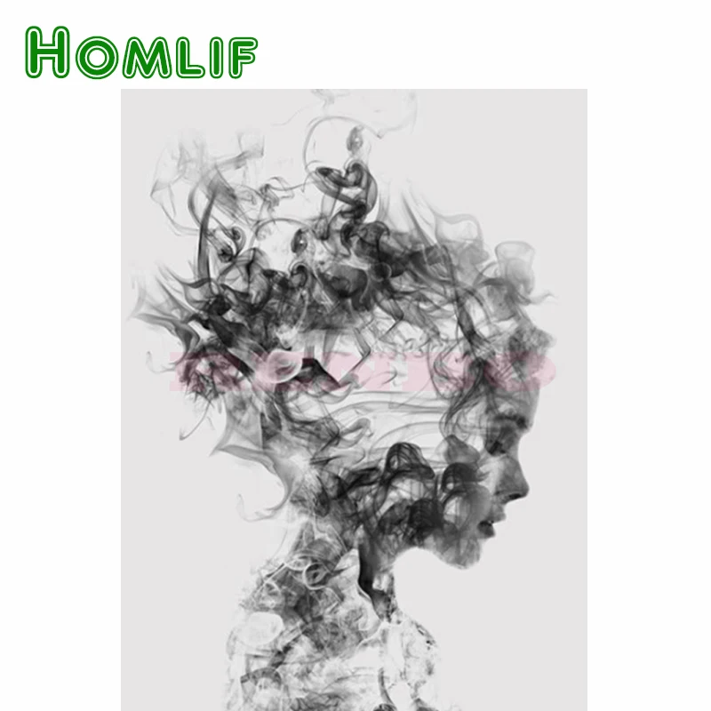 HOMLIF черно-белая Настенная картина 5D сделай сам алмазная живопись абстрактная