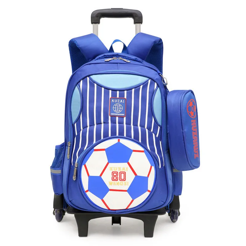 blue 6 wheels Последние детские школьные сумки для мальчиков и девочек школьная сумка на колесах багажный рюкзак съемные детские школьные сумки с 2/6 колесами - Цвет: blue 6 wheels