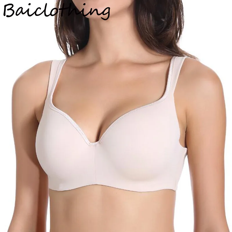 Гладкий бесшовный Женский Бюстгальтер балконет BAICLOTHING без прокола с полным