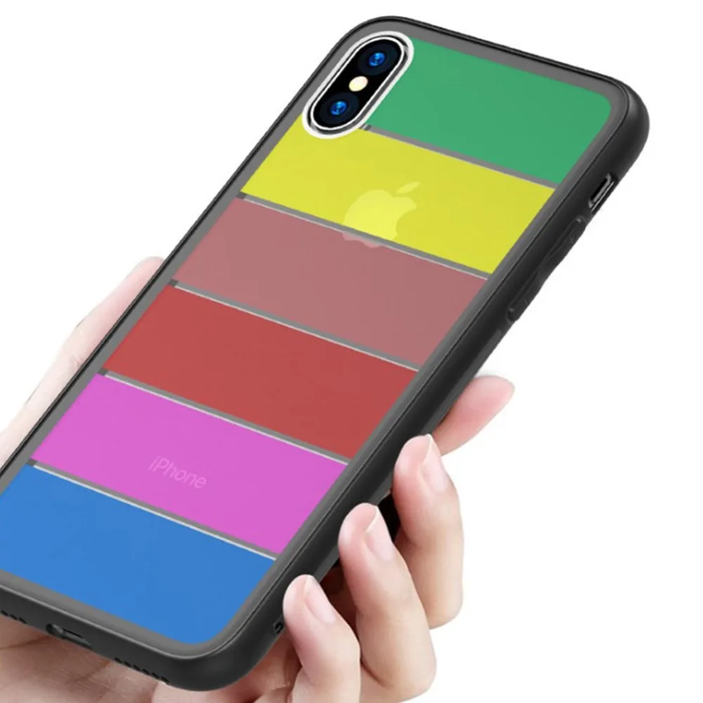 Радуга 9 H закаленное Стекло чехол для iPhone Xs Max Xr X 8 7 Plus мягкий TPU бампер кожного