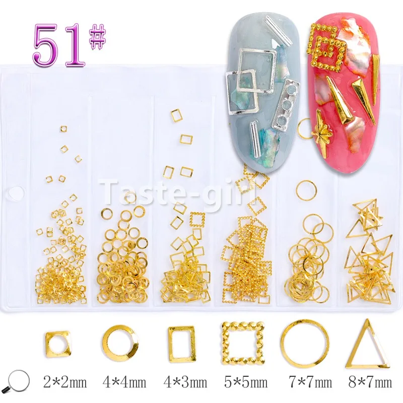 Style 51 1 упаковка, золотые, серебряные, полые 3d-украшения для ногтей в виде ракушки смешанные металлические рамки украшения для ногтей Блестящий кулон аксессуары для маникюра шпильки - Цвет: Style 51