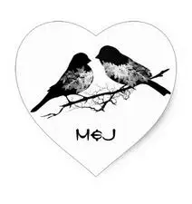 

1.5inch Custom Name or Monogram Love Birds Heart Sticker