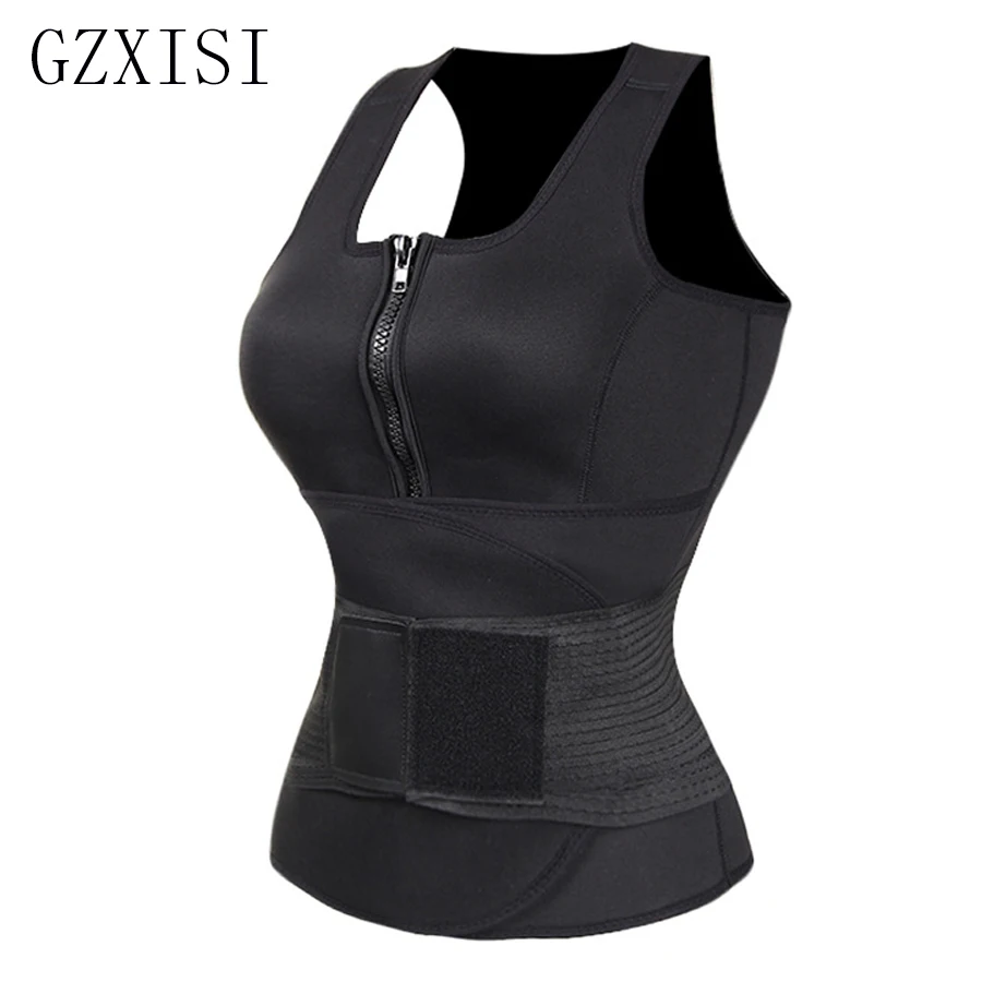 Neoprene Sauna Vest Body Shaper Slimming Waist Trainer Hot Waist Trainer Corset Double Adjustable Workout Sweat Vest