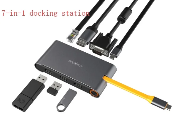 7-in-1 USB Hub-Gray James Donkey 7 в 1 USB C концентратор Thunderbolt 3 концентратор Универсальная док-станция для ноутбука с HDMI/VGA и Gigabit Ethernet для Apple - Color: 7-in-1 USB Hub-Gray