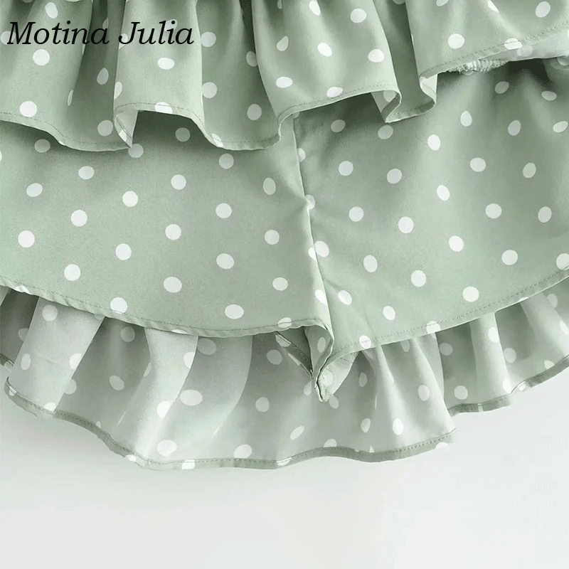 Motina Julia 2019 юбка в горошек с рюшами женская уличная мини-юбка короткая юбка-русалка