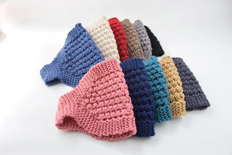 Зимние теплые уха вязаная повязка для женщин леди вязаный крючком Лук эластичная