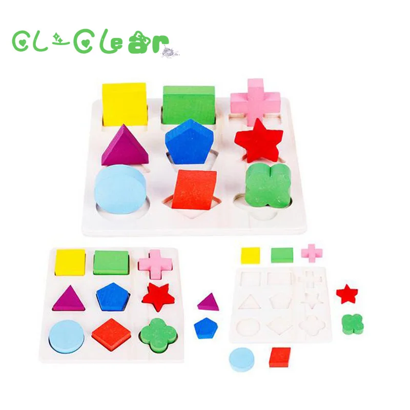 

Baby Kids Wooden Learning Educational Toy Geometry Block Montessori Early Toys