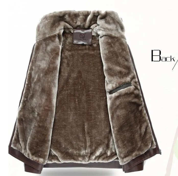 Пальто мужское зимнее из искусственной кожи Длинная утепленная кашемировая