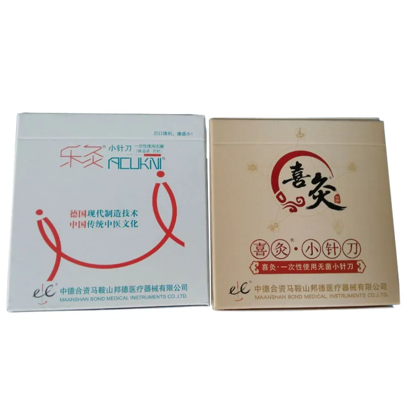 Одноразовая Стерильная акупунктура иглы пластиковые ручки лезвие плоский край