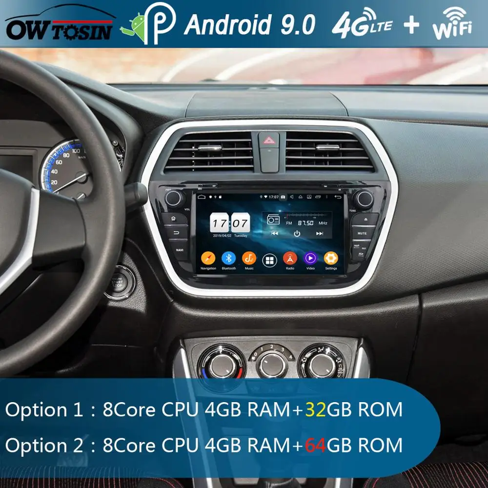 Автомагнитола 8 &quotIPS ядер 4 Гб ОЗУ + 64 ПЗУ Android 9 0 GPS Navi для Suzuki SX4 2014 2015 CarPlay Parrot BT