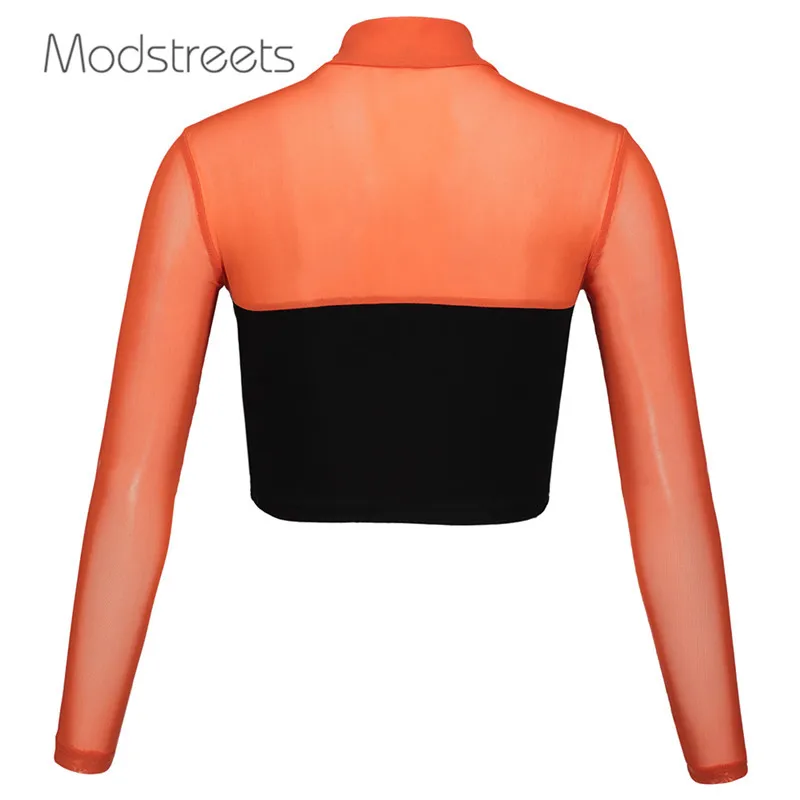 Modstreets/женские весенние топы с длинным рукавом в стиле пэчворк облегающие