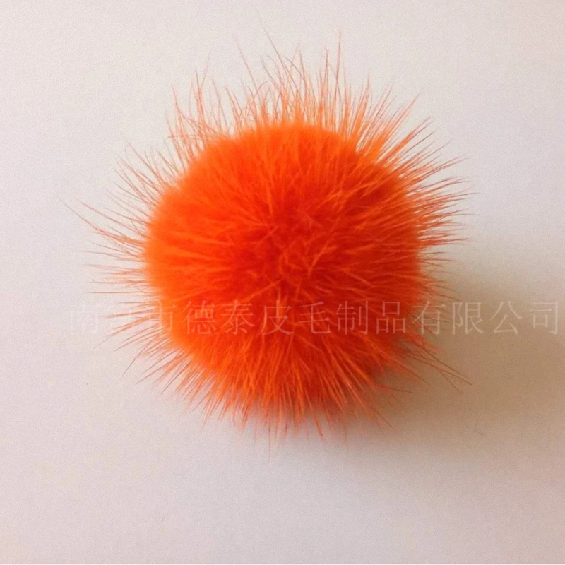 5pcs/lot Wholesale price 100% Real Mink Fur Ball DIY 5-6cm Genuine Fur Pompom For Women Winter Keychain Beanies Hat F012-orange