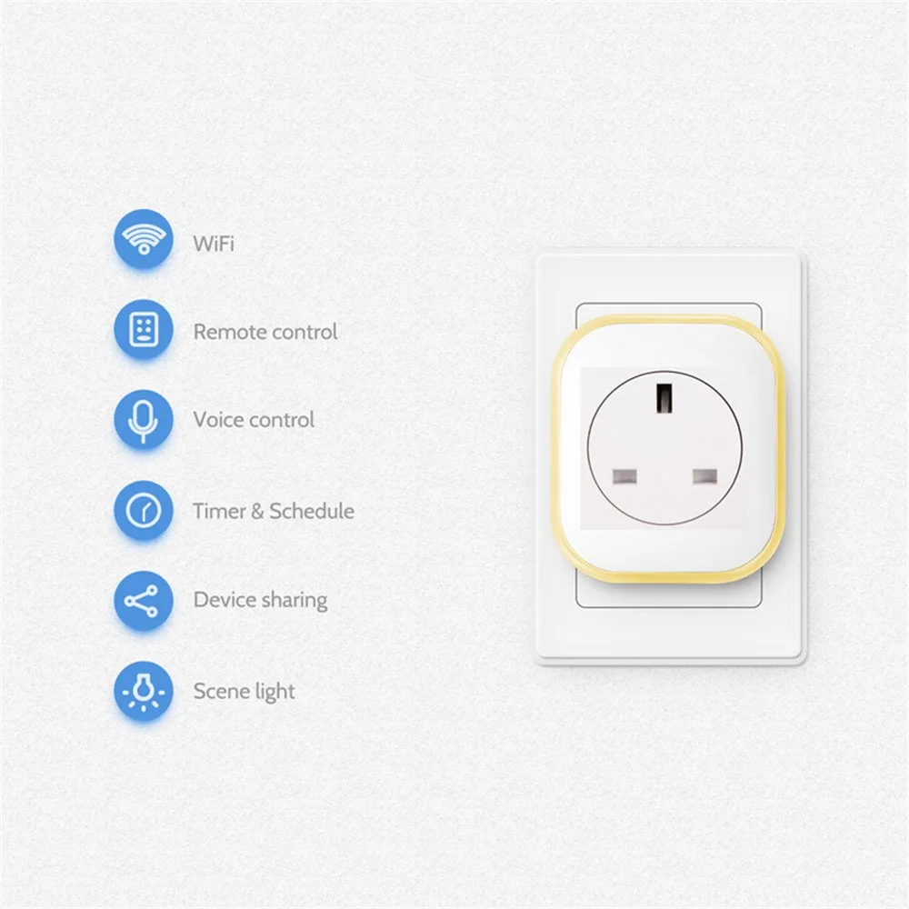 EPULA New LED Light Smart Plug Wifi Socket Voice Remote Control with Echo Alexa Google Home UK | Электроника