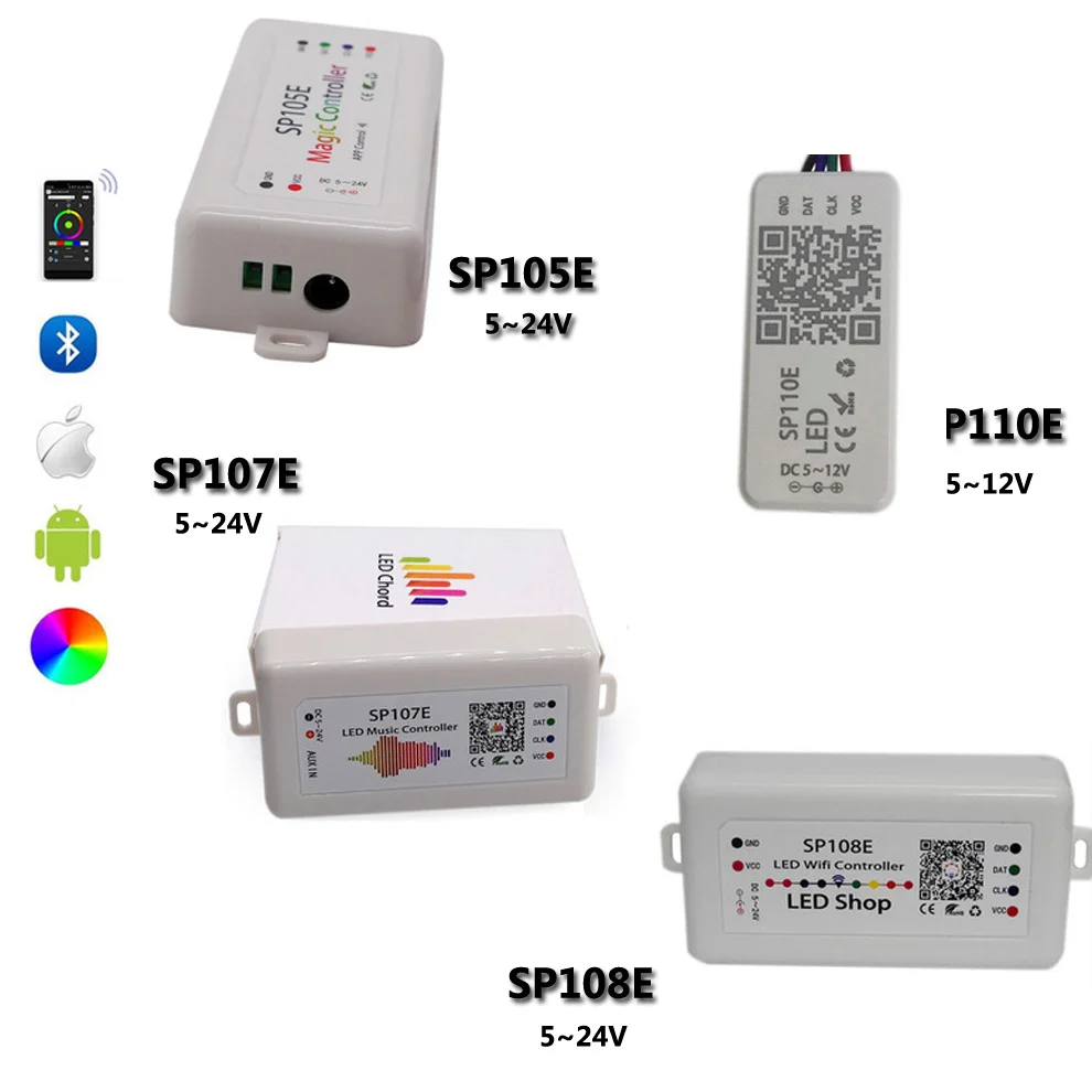 Светодиодный музыкальный контроллер SP108E Wi Fi WS2811 WS2812B SP107E SK6812 SP105E Bluetooth APA102 SP110E WS2801