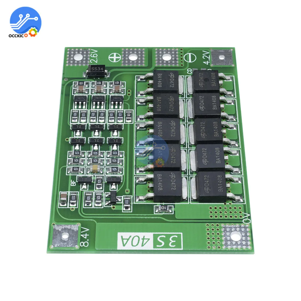 BMS 3S 40A 11,1/12,6 V литиевая 18650 Защитная плата для аккумулятора повышенная/сбалансированная печатная плата 18650 модуль power Bank зарядное устройство аксессуары