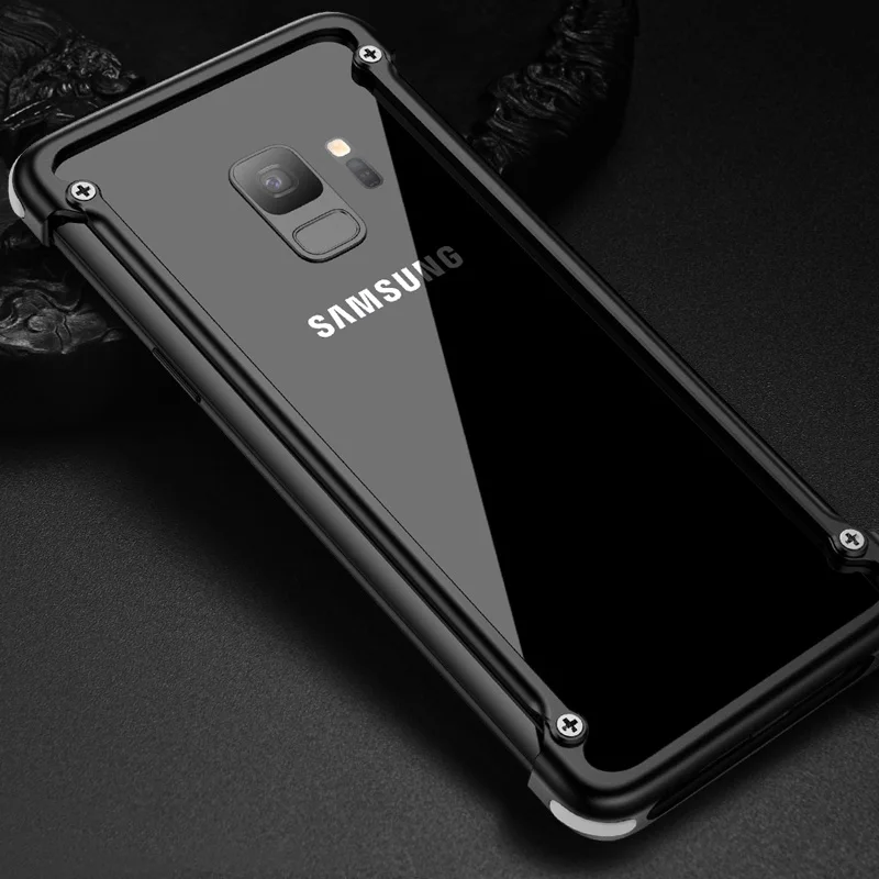 Oatsbasf водителя металлический корпус для Samsung Galaxy S9 личности водителя В виде ракушки для Galaxy S9 плюс металлический бампер чехол - Цвет: Черный