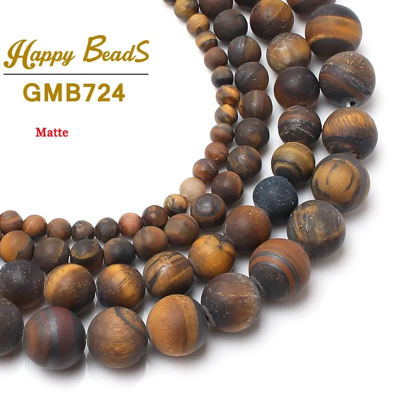

4-10mm Dull Polish Matte Yellow Tiger Eye Beads Natural Loose Stone Bead For Jewelry Making 15inches DIY Bracelet Necklace