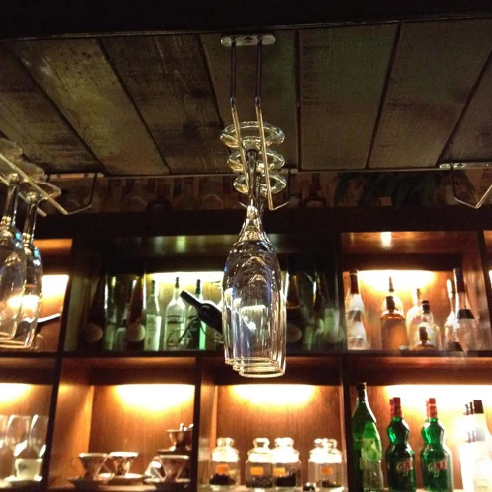 Металлическая Винная стойка настенная Серебряная нержавеющая сталь бокал для