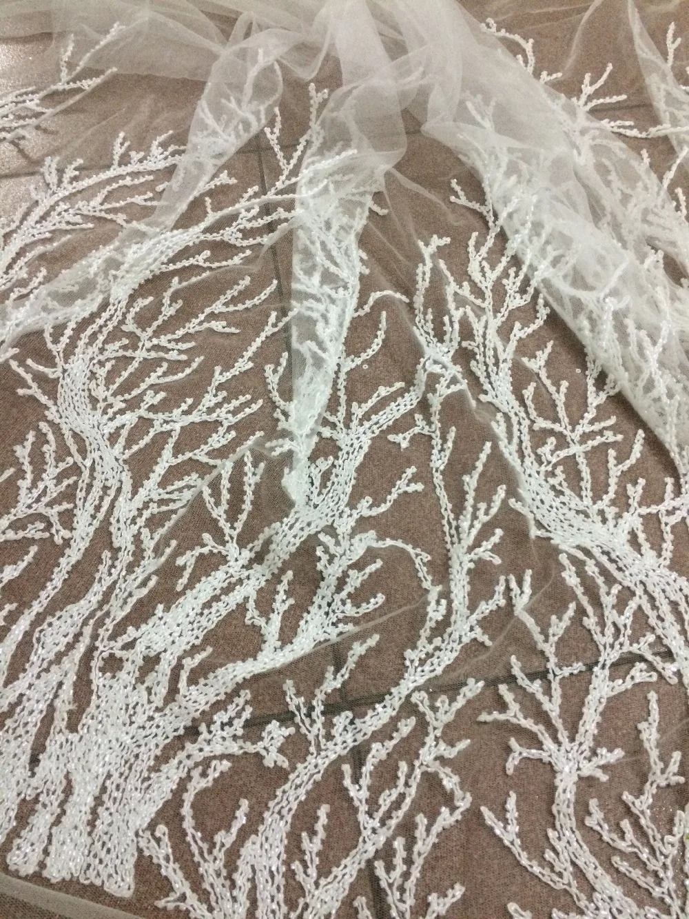 fashionable tulle embroidery french net lace fabric Cyndi-8846 with beads for party dress | Дом и сад