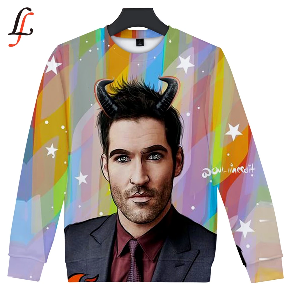 Толстовка с 3D принтом Lucifer Женская/Мужская Повседневная большого размера 4XL 2019 |