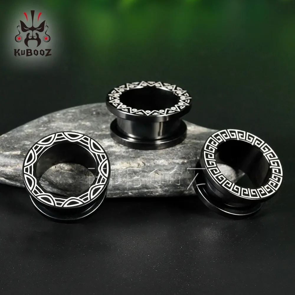 KUBOOZ 2PCS Ear Stretcher Piercing Tunnels Plugs Gauges Stainless Steel Earring Fashion Body Jewelry Gift 6mm to 25mm Women Men