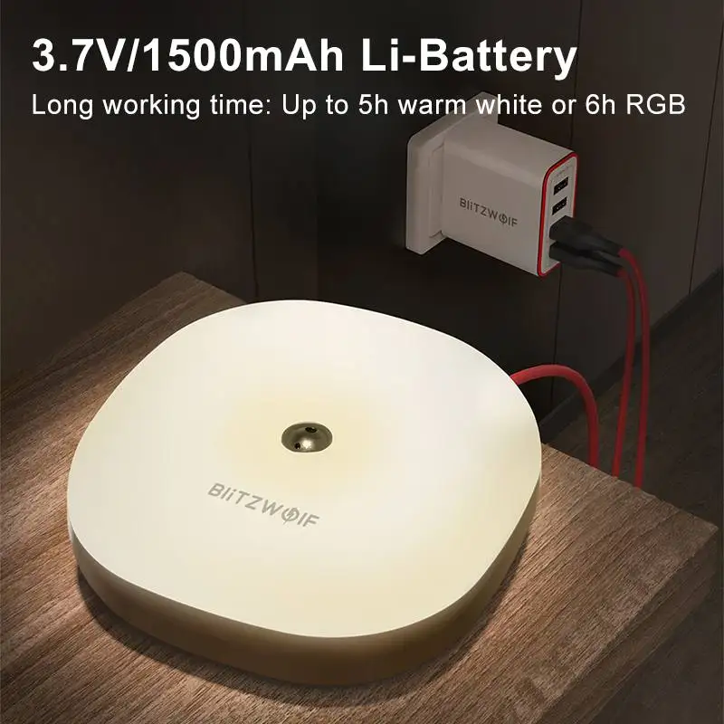 BlitzWolf BW-LT18 умный датчик управления жестами 2800-3200K светодиодный ночной Светильник RGB прикроватная лампа с регулируемой яркостью