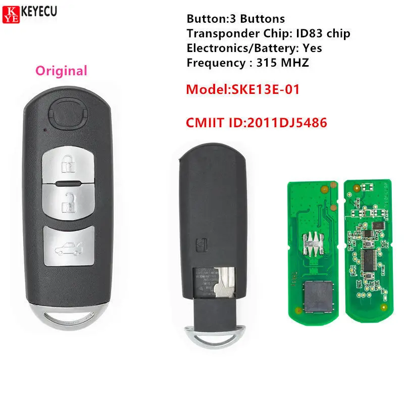 Keyecu новый оригинальный сменный умный дистанционный ключ 3 кнопки 315 МГц ID83 чип для