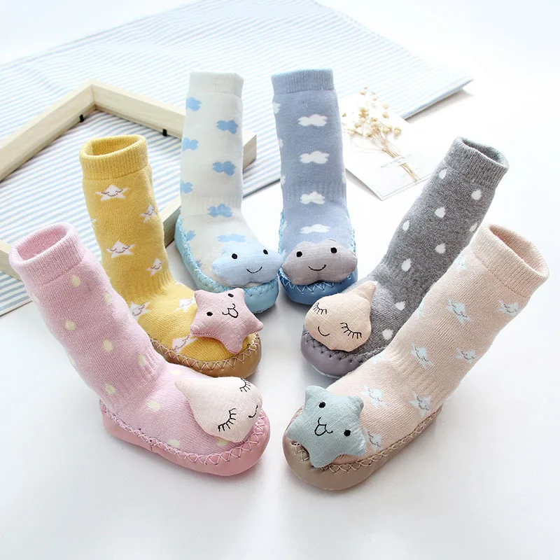 Joyo Roy Baby Girls Boys Sock With Rubber Soles Winter Toddler Floor Anti Slip Infant Newborn Cartoon Warm Terry Shoe | Детская одежда