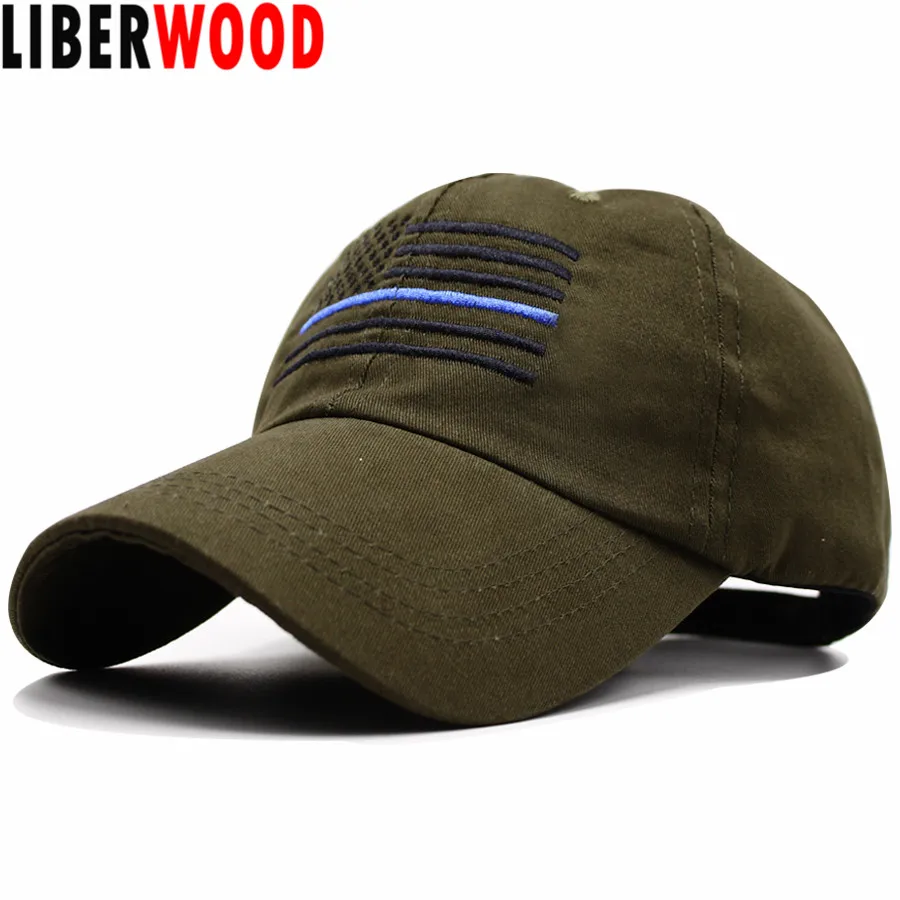 Бейсболка LIBERWOOD с американским флагом тонкая синяя низкопрофильная тактическая