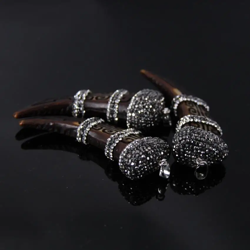 5 шт. коричневая подвеска в виде ломтиков кости Ox ожерелье с подвеской из горного