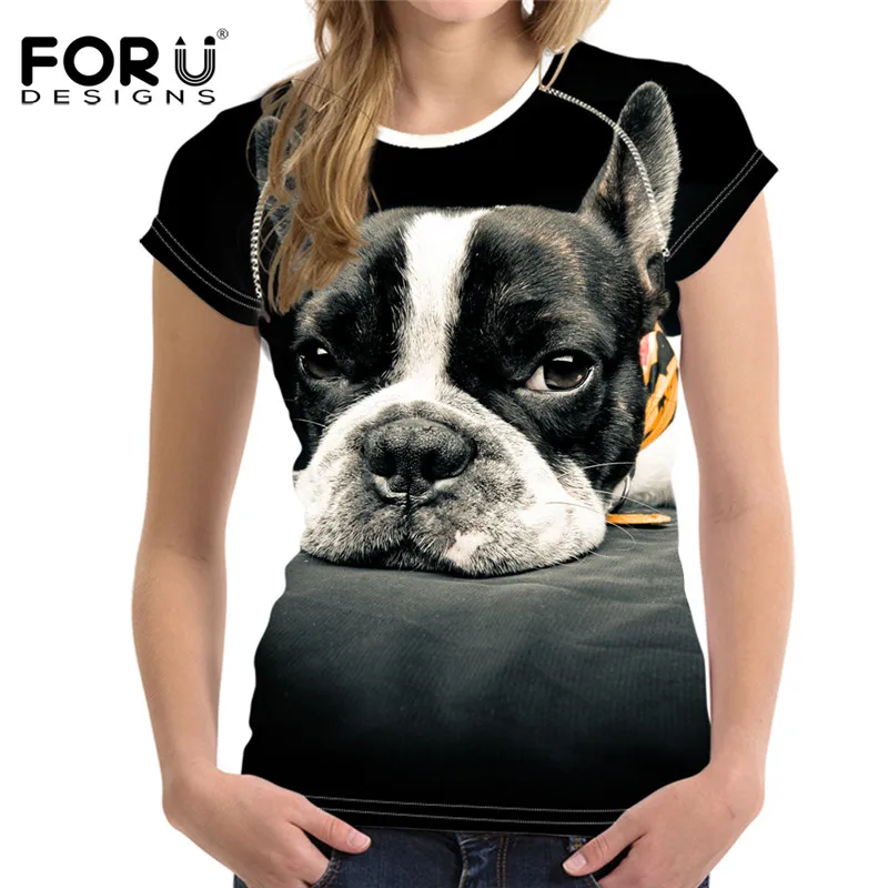4914BV FORUDESIGNS/серый 3D мопс, собака, животные, женские топы, футболка Летняя Повседневная рубашка с короткими рукавами женская тонкая Бодибилдинг женская одежда - Цвет: 4914BV