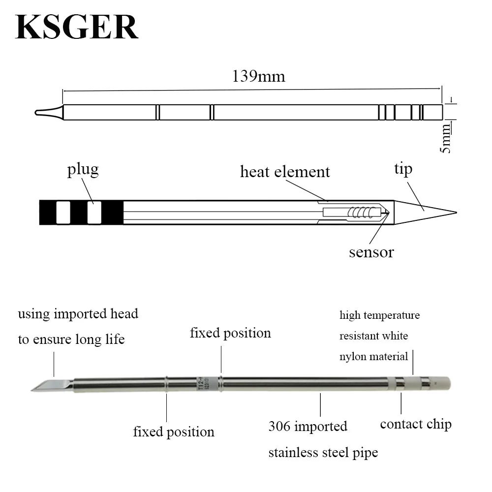 KSGER Электрический паяльник инструменты T12-K 1,5 K ПАЯЛЬНЫЕ НАКОНЕЧНИКИ для FX-951 паяльная станция STM32 OLED DIY V2.1S V2.0 V3.0