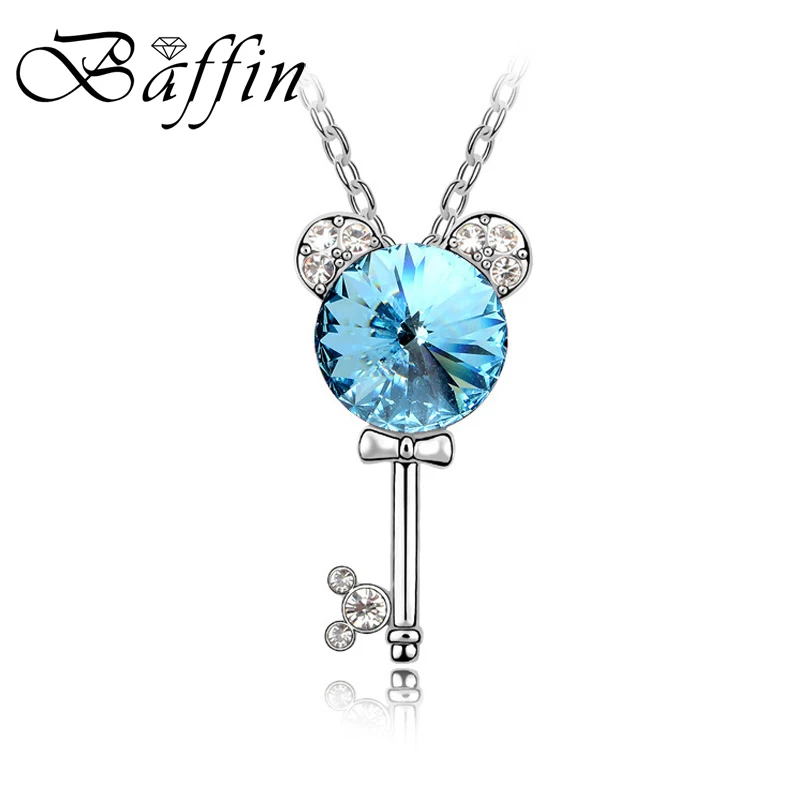 BAFFIN Original Crystals From Swarovski Animal Shaped Pendant Necklace Cute New Key Jewelry For Women Girls Gift Bijoux Femme | Украшения и