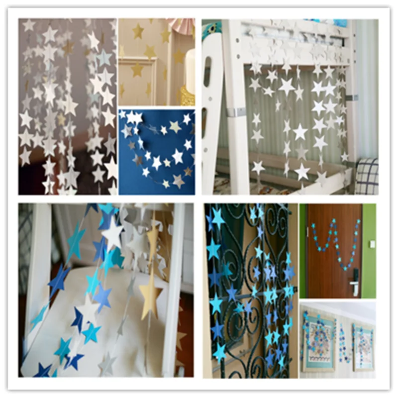 Marriage Room Layout 4m Non-woven Garland Creative Pull Flowers Wall Hanging Paper Star Garlands Home Wedding Decor 8zSH283 | Дом и сад