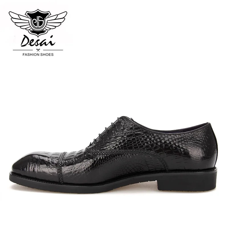 DESAI/Брендовые мужские туфли из натуральной кожи с тиснением под крокодиловую