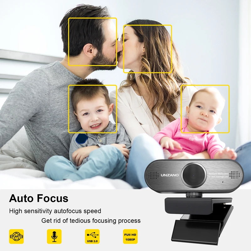 Unzano Pro поток веб камера 1080 P HD для Skype YouTube с автофокусом игры потоковая связь HDR