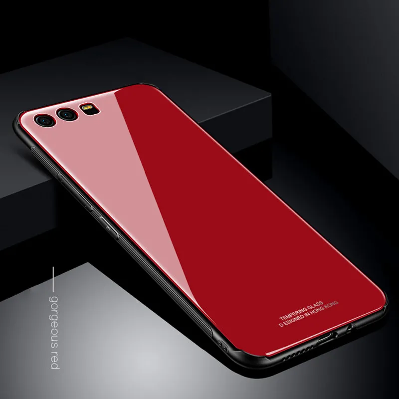 MAKAVO для huawei Honor 9 чехол, роскошная задняя крышка из закаленного стекла, чехол для телефона s для huawei Honor 8 Pro Honor9 чехол - Цвет: Красный